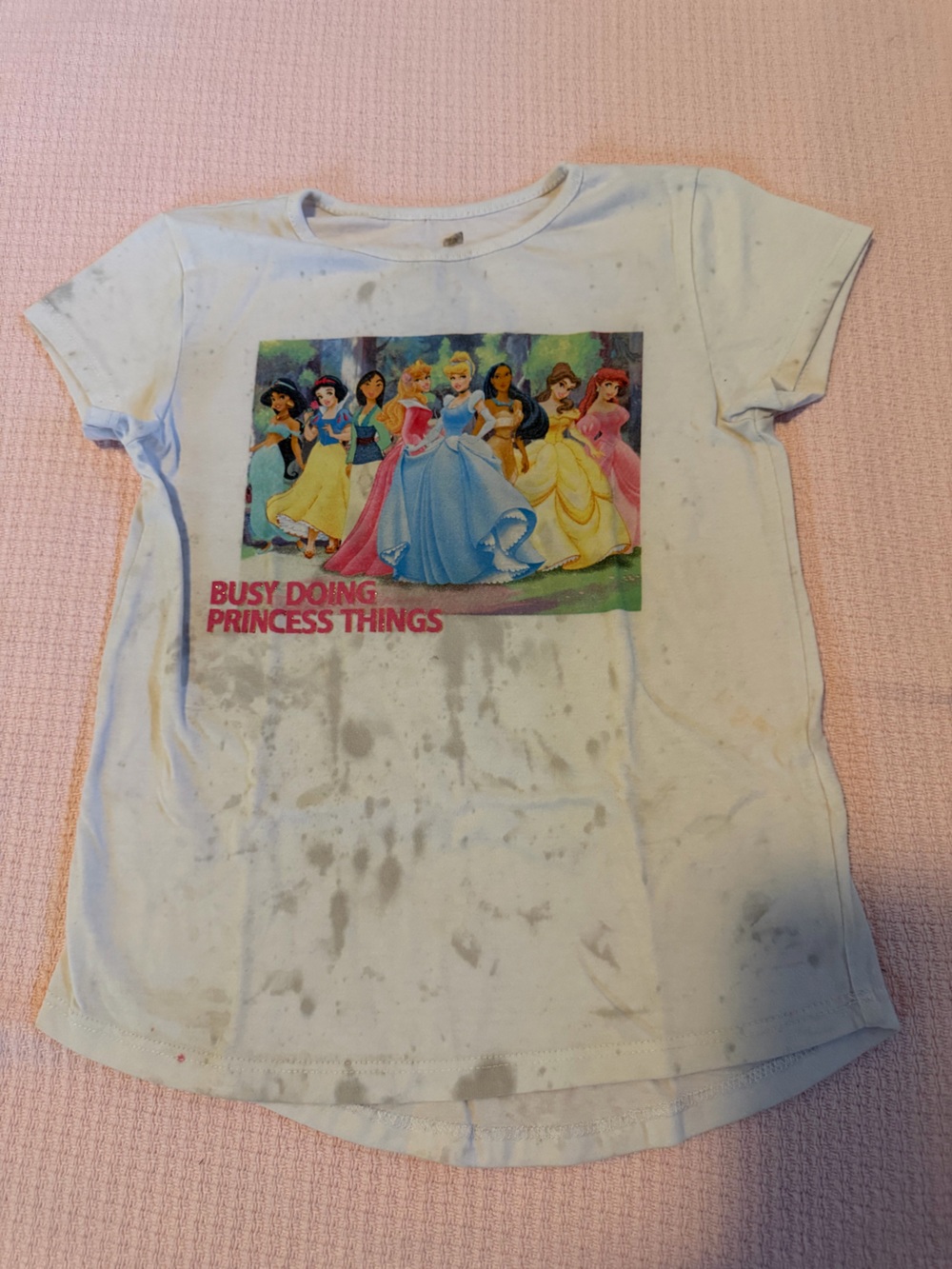Disney White Girls' Princess Graphic Tee - Multicolor Princesses